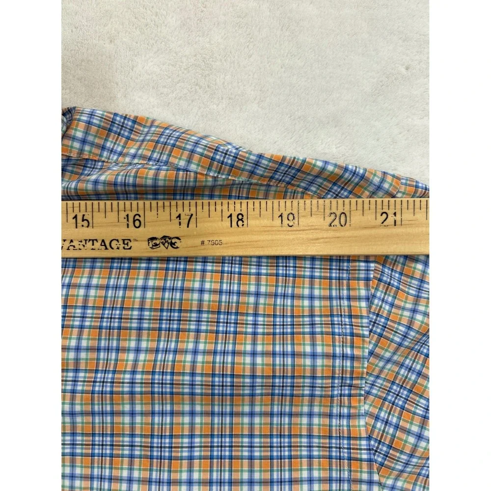 Polo Ralph Lauren Shirt Mens 2XB Big Orange Blue Plaid Button Down‎ Cotton
